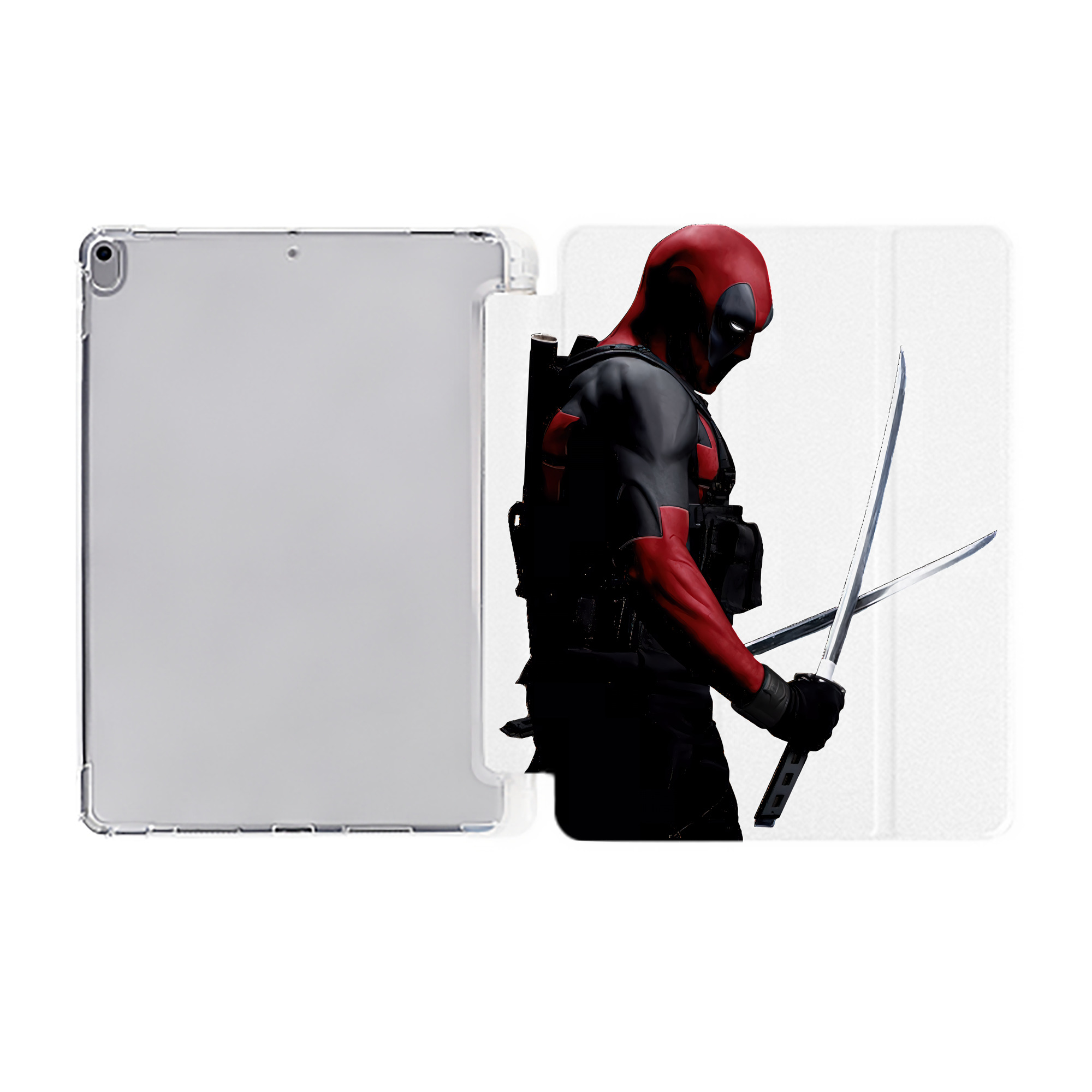 （画像用） Deadpool デッドプール IPad ケース ペン収納付き 三つ折りスタンド PUレザー×シリコン 対応機種9.5/10.5/10.9インチ